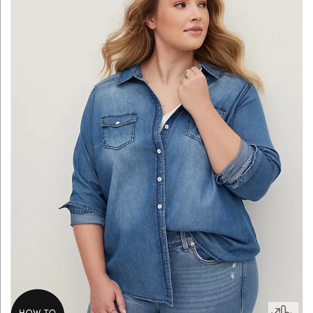 Torrid Medium Wash Denim Button Up Shirt